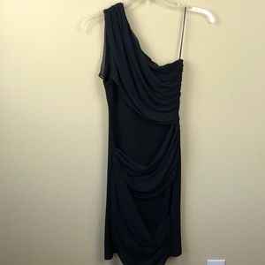 Alice + Olivia One Shoulder Ruched Draped Little Black Dress - Size XS